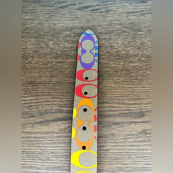 New Coach Roller Buckle Cut To Size Reversible Belt In Rainbow Signature Canvas - Picture 10 of 10
